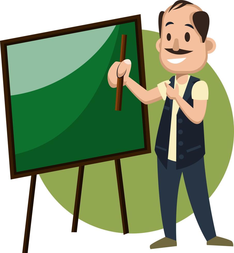 Man with blackboard, illustration, vector on white background.