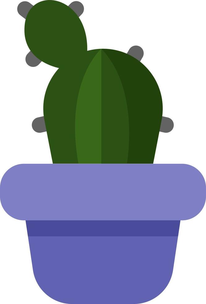 Bunny ears cactus in a purple pot, icon illustration, vector on white background