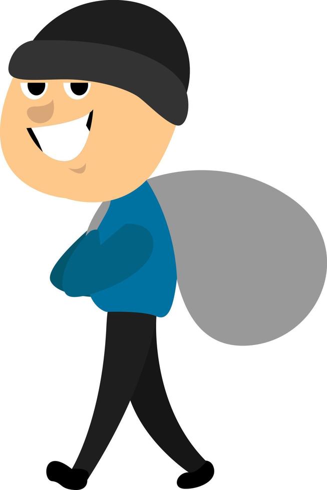 Thief with hat, illustration, vector on white background.