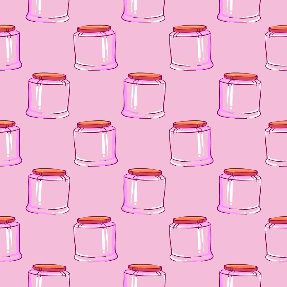 Empty jar , seamless pattern on a pink background. vector