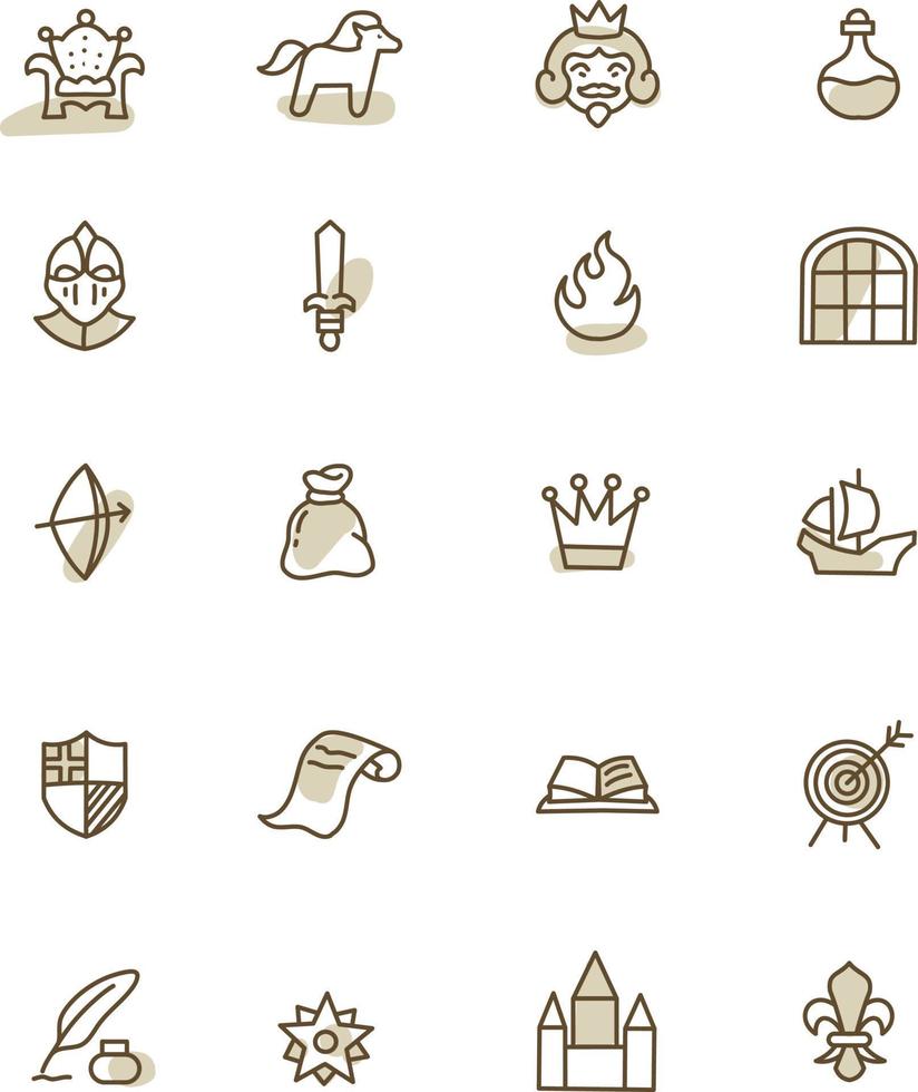 Medieval life, illustration, vector on a white background.