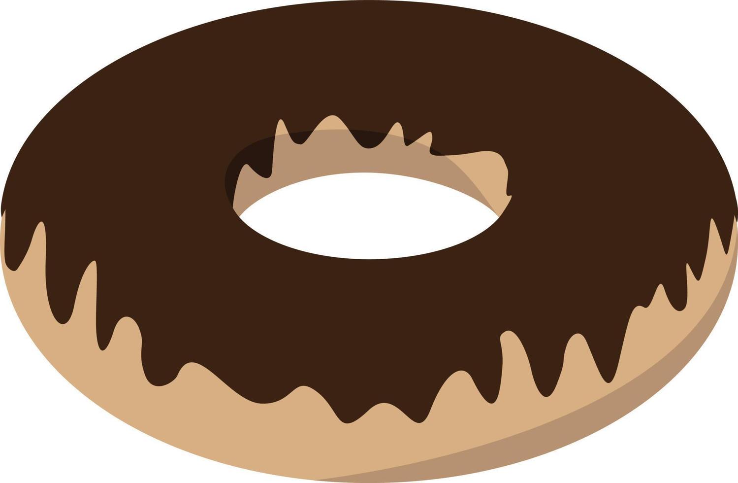Chocolate donut, illustration, vector on white background.