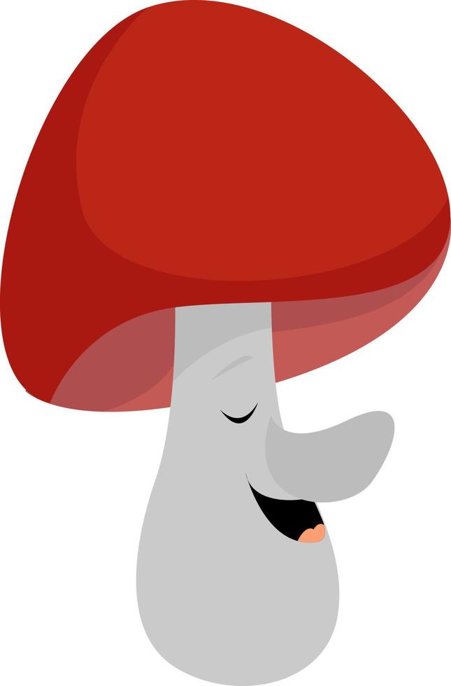 Mushroom with big nose, illustration, vector on white background.