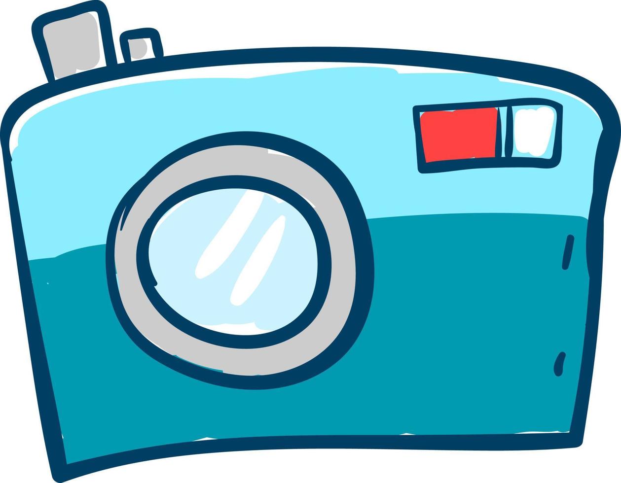 Blue camera, illustration, vector on white background.