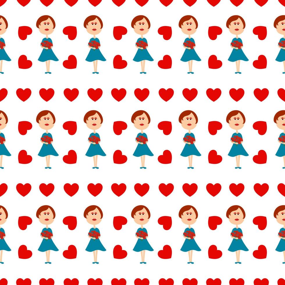Lovers pattern, illustration, vector on white background.