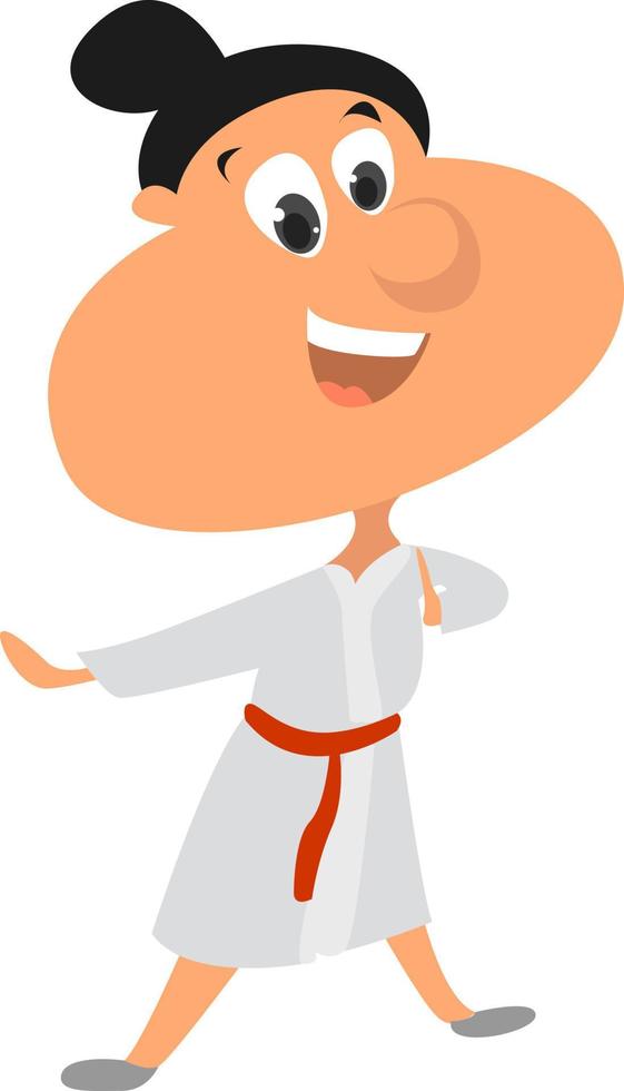 Karate girl , illustration, vector on white background