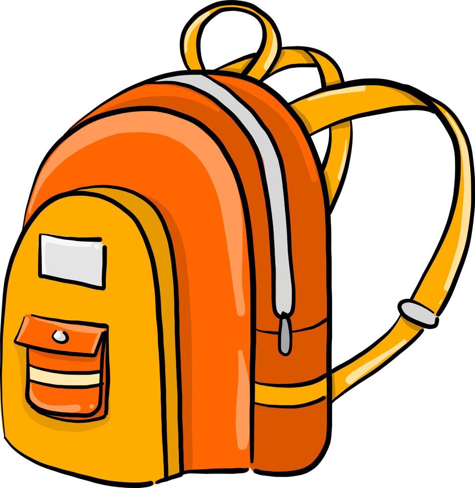 Orange school bag, illustration, vector on white background