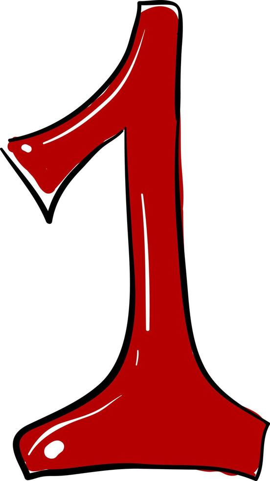 Number 1, illustration, vector on white background.