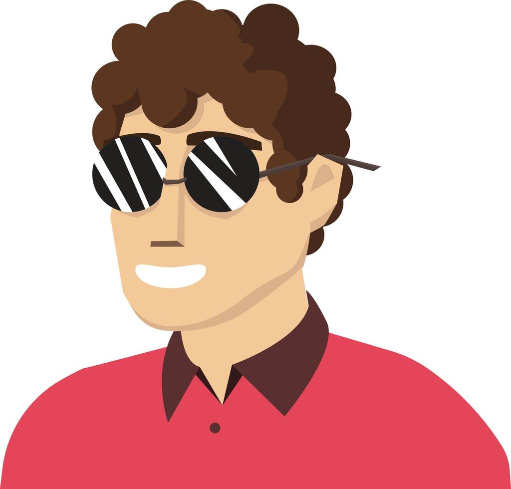 Man with glasses, illustration, vector on white background.