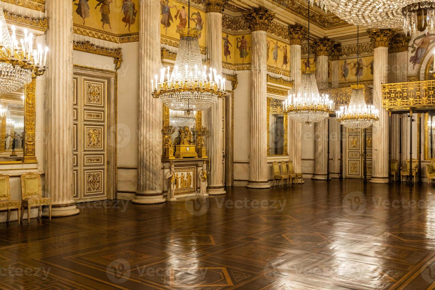 Turin, Italy - Circa January 2022 - romantic old ballroom interior in Royal Palace, 1842. photo