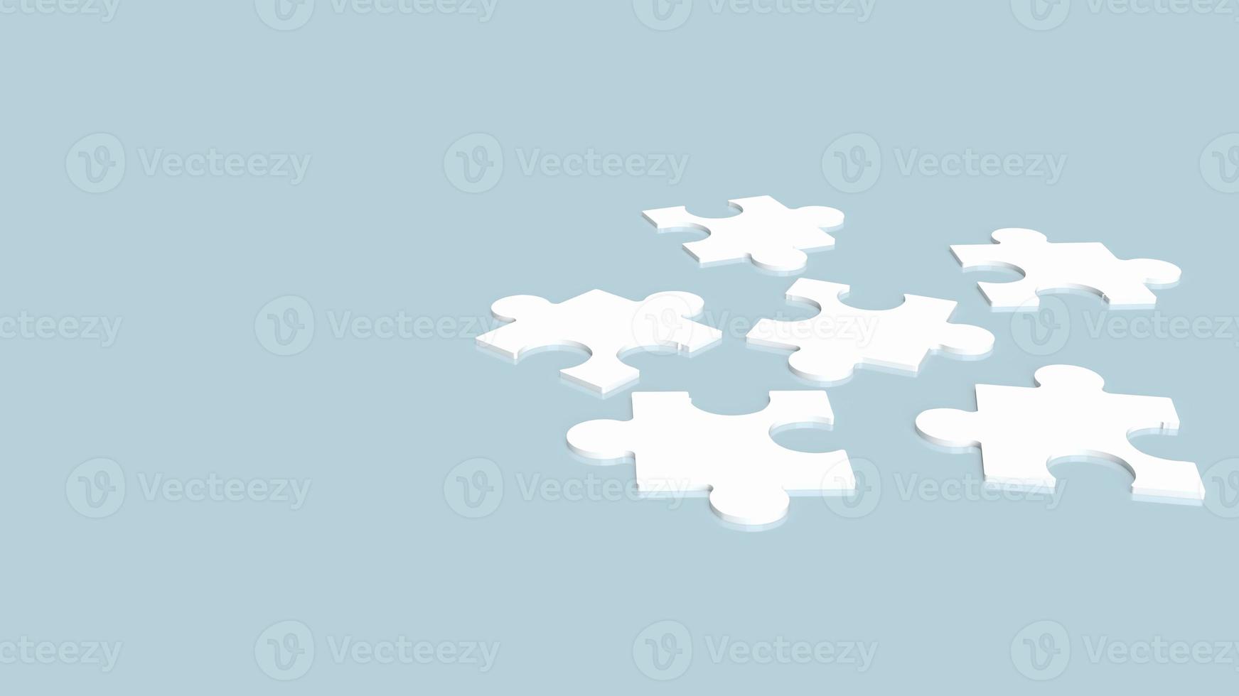 The white jigsaw on blue background  3d rendering photo