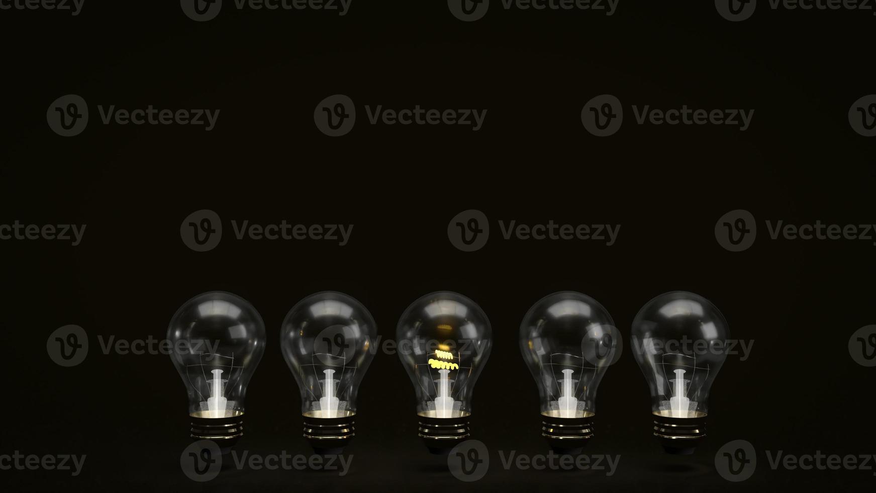 The  light bulb on black background for idea concept 3d rendering photo