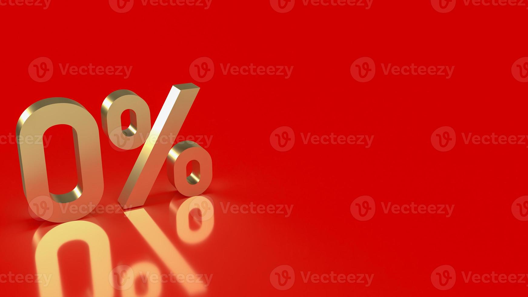 The gold zero percent on red background  for promotion concept 3d rendering photo