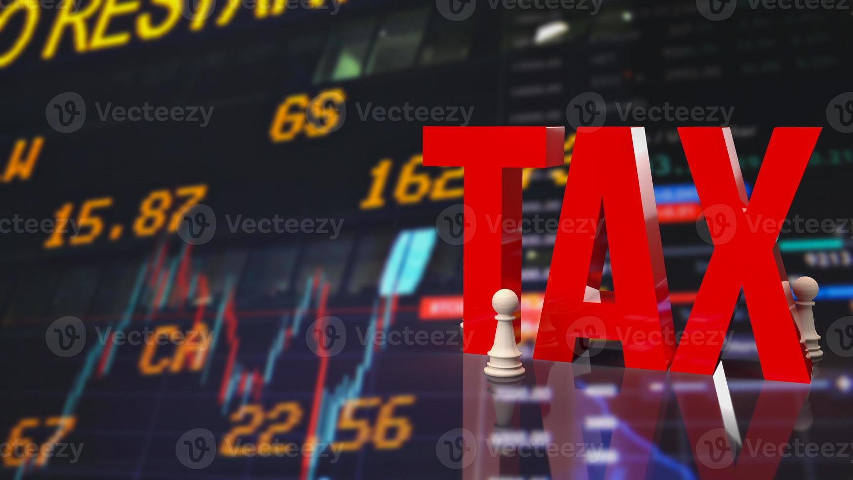 The  red tax on chart  background for business concept 3d rendering photo