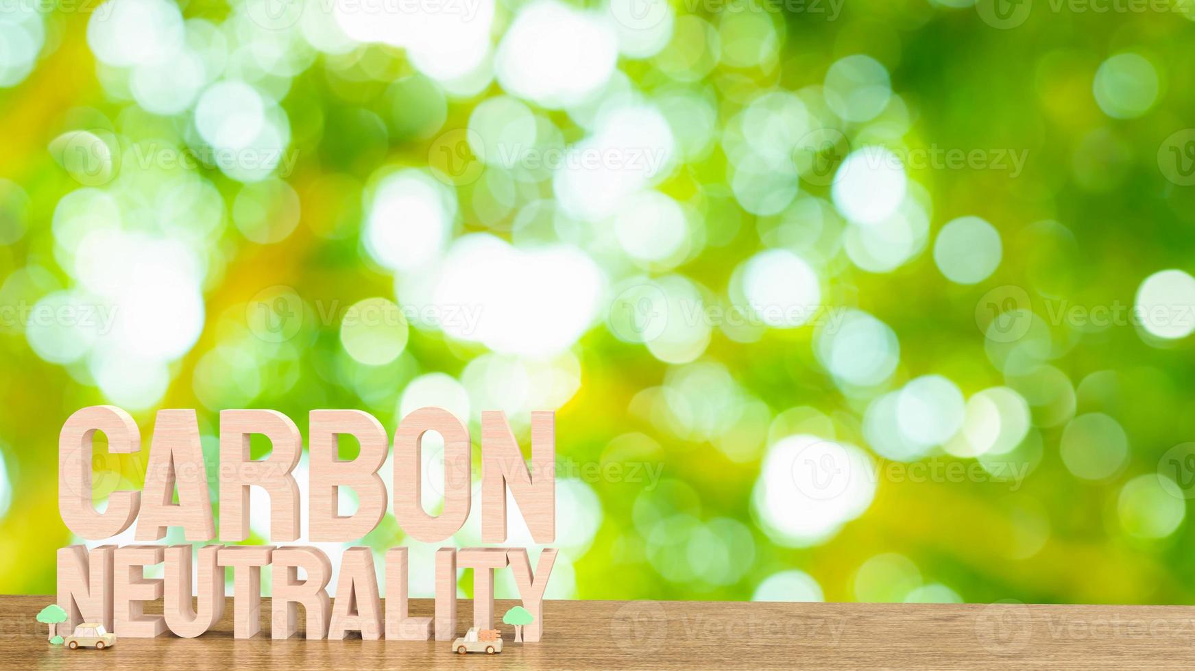 The wood  carbon neutrality word for eco or  ecology concept 3d rendering photo