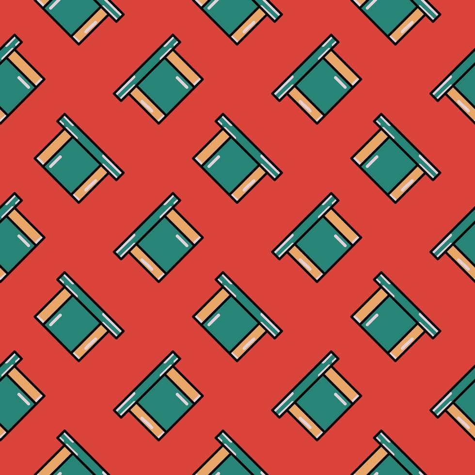 Green box ,seamless pattern on red background. vector