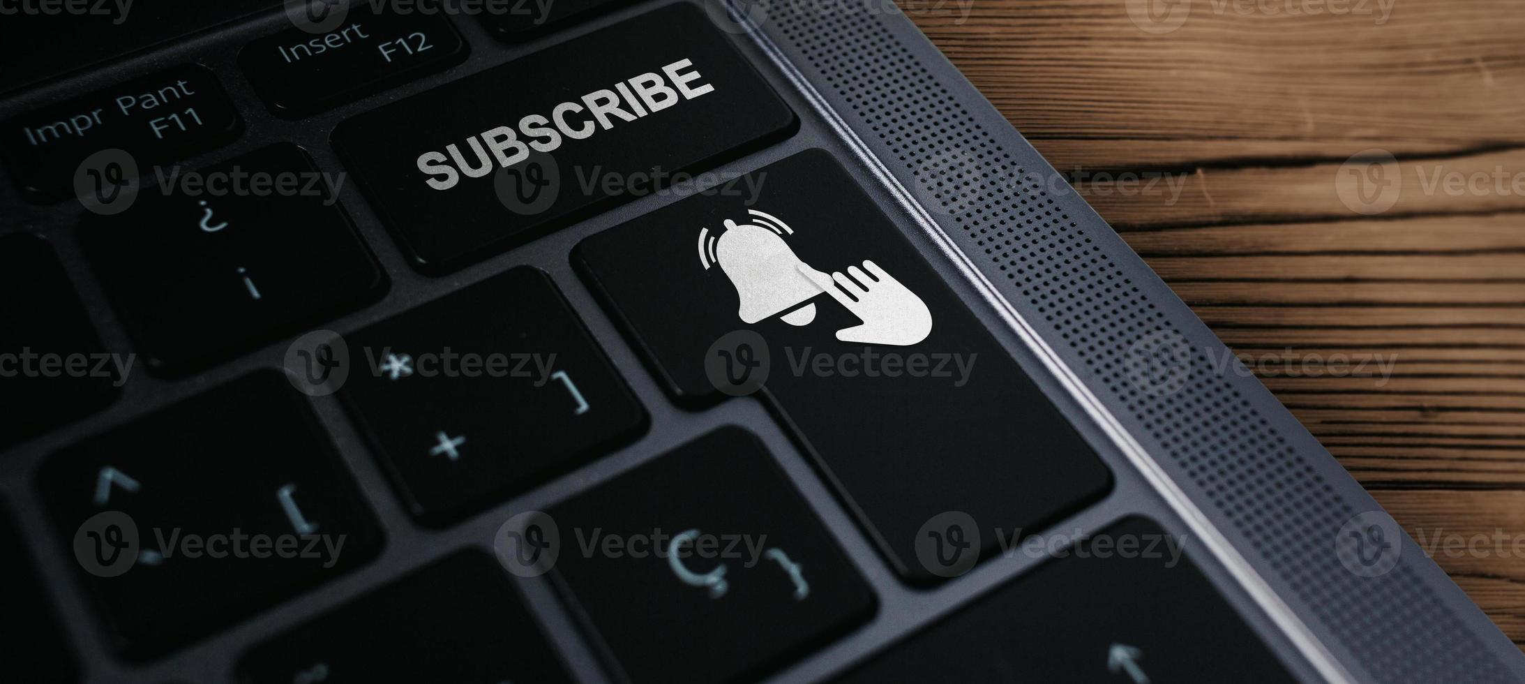 Banner of keyboard with subscribe button. Internet of things. Newsletter concept. Contact e-mail. Support service. photo