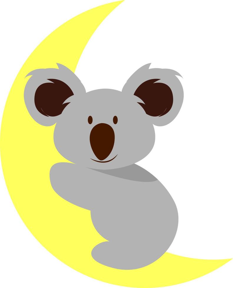 koala en la luna, ilustración, vector sobre fondo blanco.