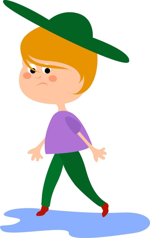 Girl with green hat, illustration, vector on white background.