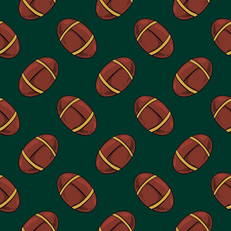 American football , seamless pattern on a dark green background. vector