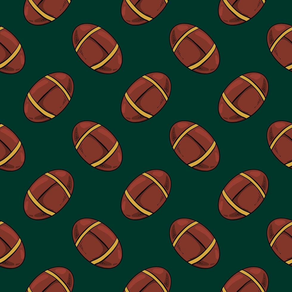 fútbol americano, patrón transparente sobre un fondo verde oscuro. vector