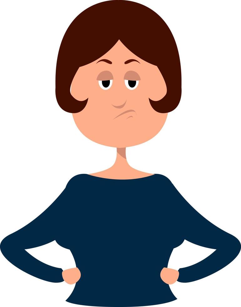 Angry woman, illustration, vector on white background.