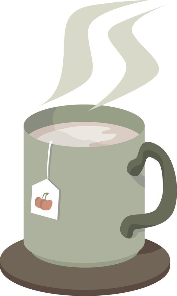 Tea in cup, illustration, vector on white background.