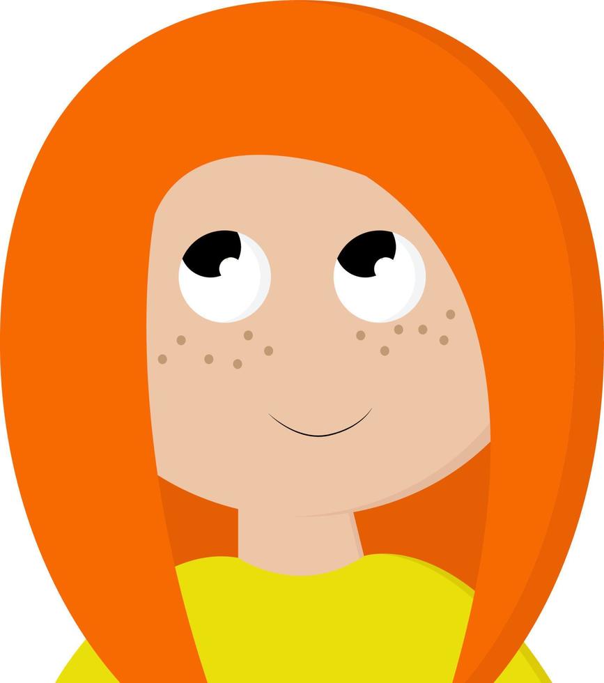 A girl with orange hair, vector or color illustration.