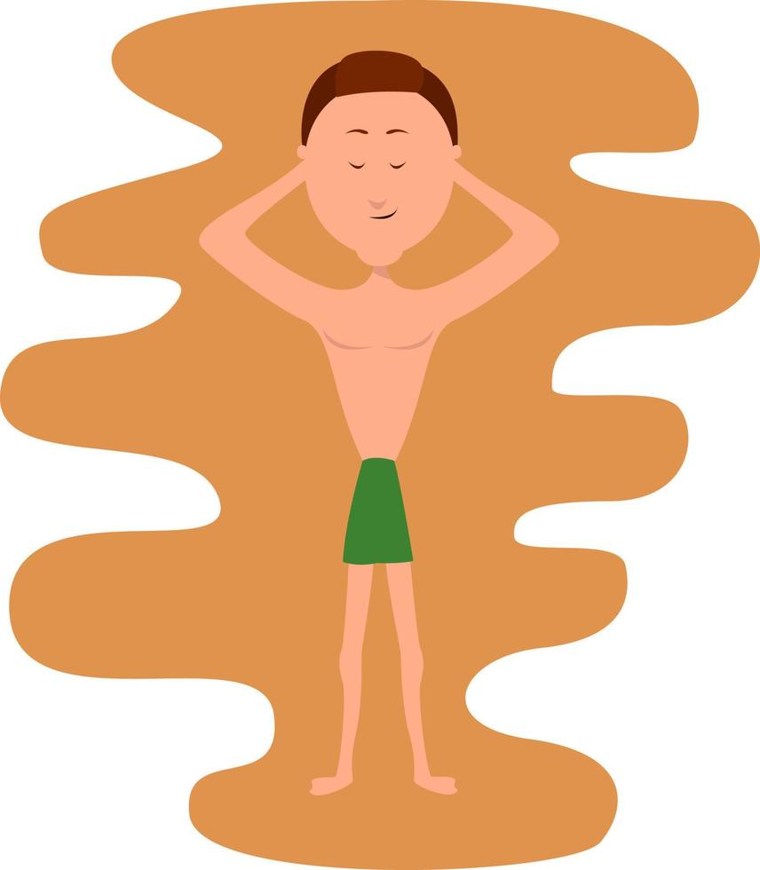 Man on the beach, illustration, vector on white background.
