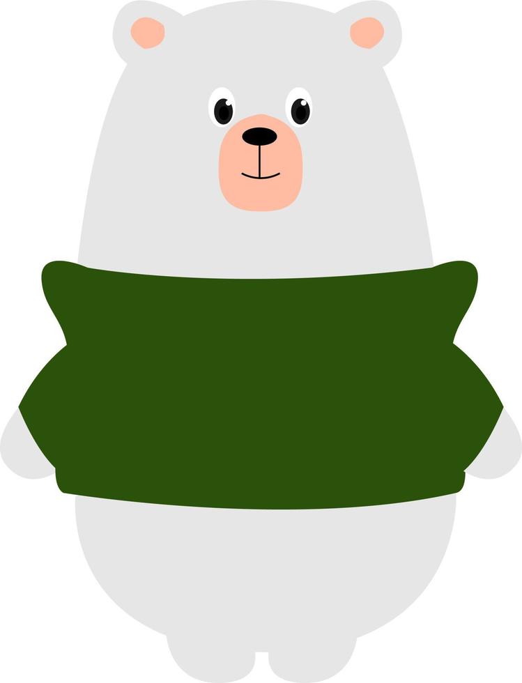 Polar bear in green, illustration, vector on white background.