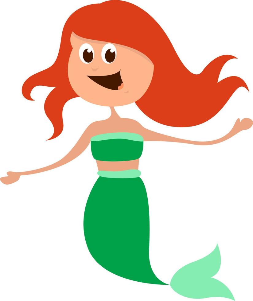 Little mermaid, illustration, vector on white background.