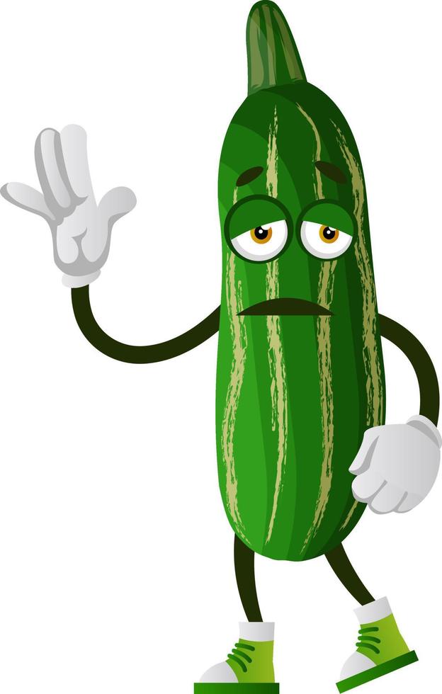 Tired cucumber, illustration, vector on white background.