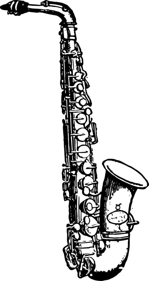 Alto Saxophone, vintage illustration. vector
