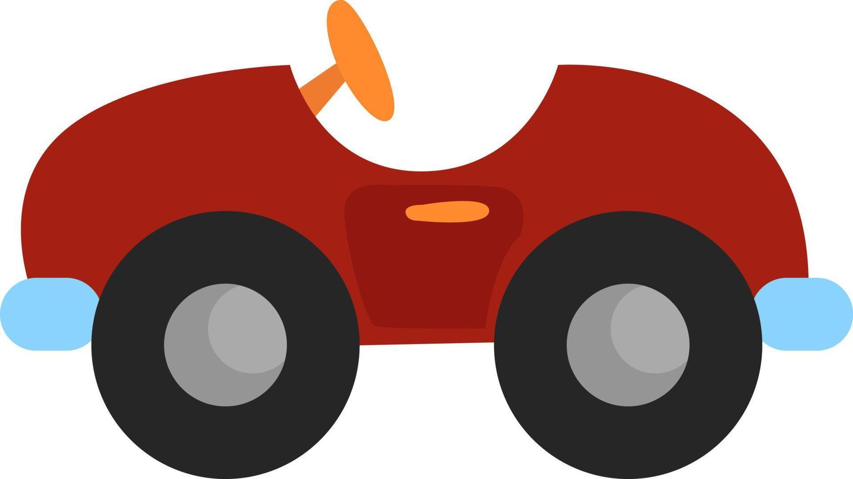 Toy red car, illustration, vector on white background.