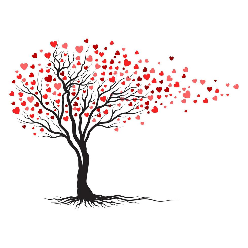 diseño de ilustración de vector de amor de rama de árbol