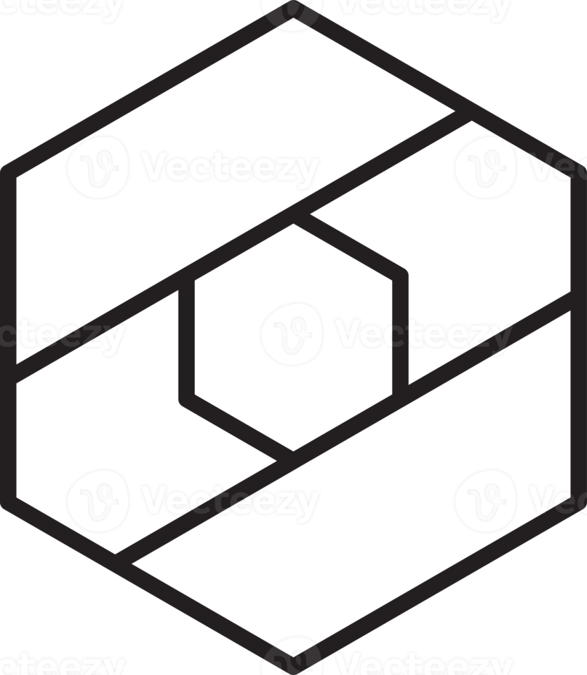 illustration abstraite du logo hexagone et cercle dans un style branché et minimaliste png