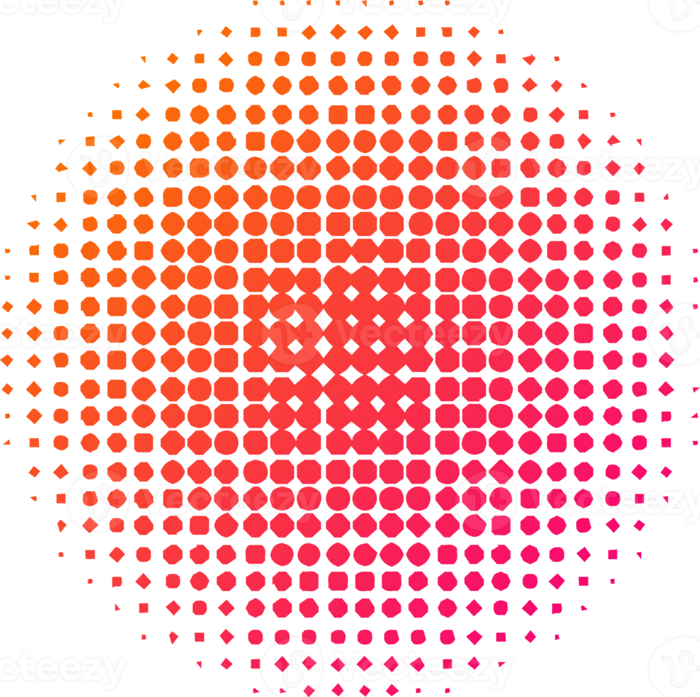 Abstract color halftone circle logo illustration in trendy and minimal style png