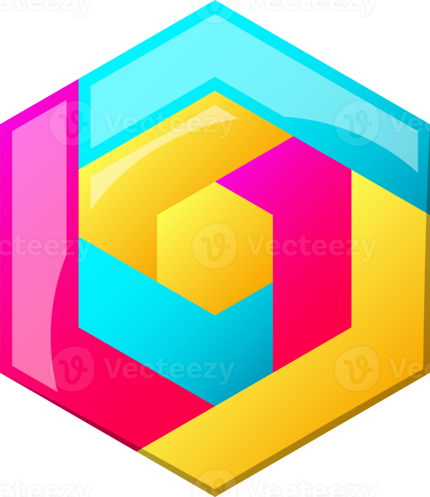 Abstract hexagon logo illustration in trendy and minimal style png