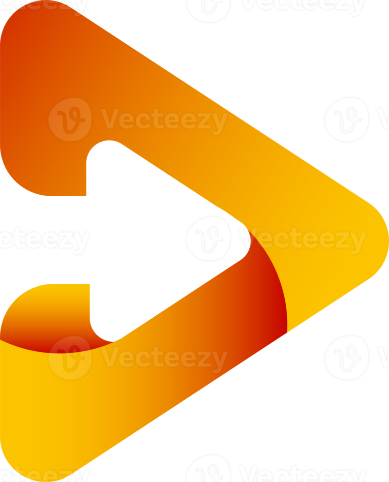 Abstract play button logo illustration in trendy and minimal style png