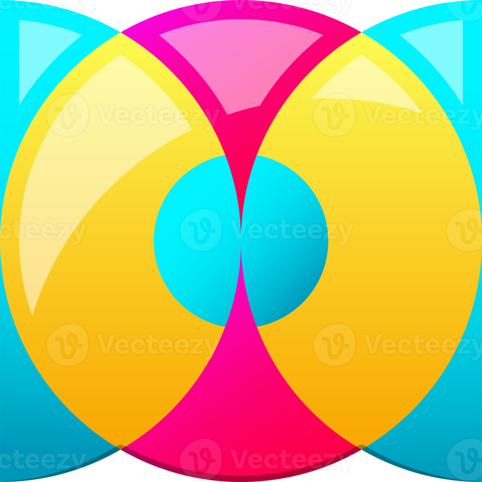 Abstract overlapping circle logo illustration in trendy and minimal style png