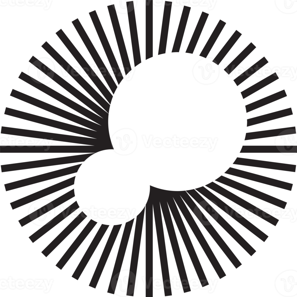 Abstract circle and rays logo illustration in trendy and minimal style png