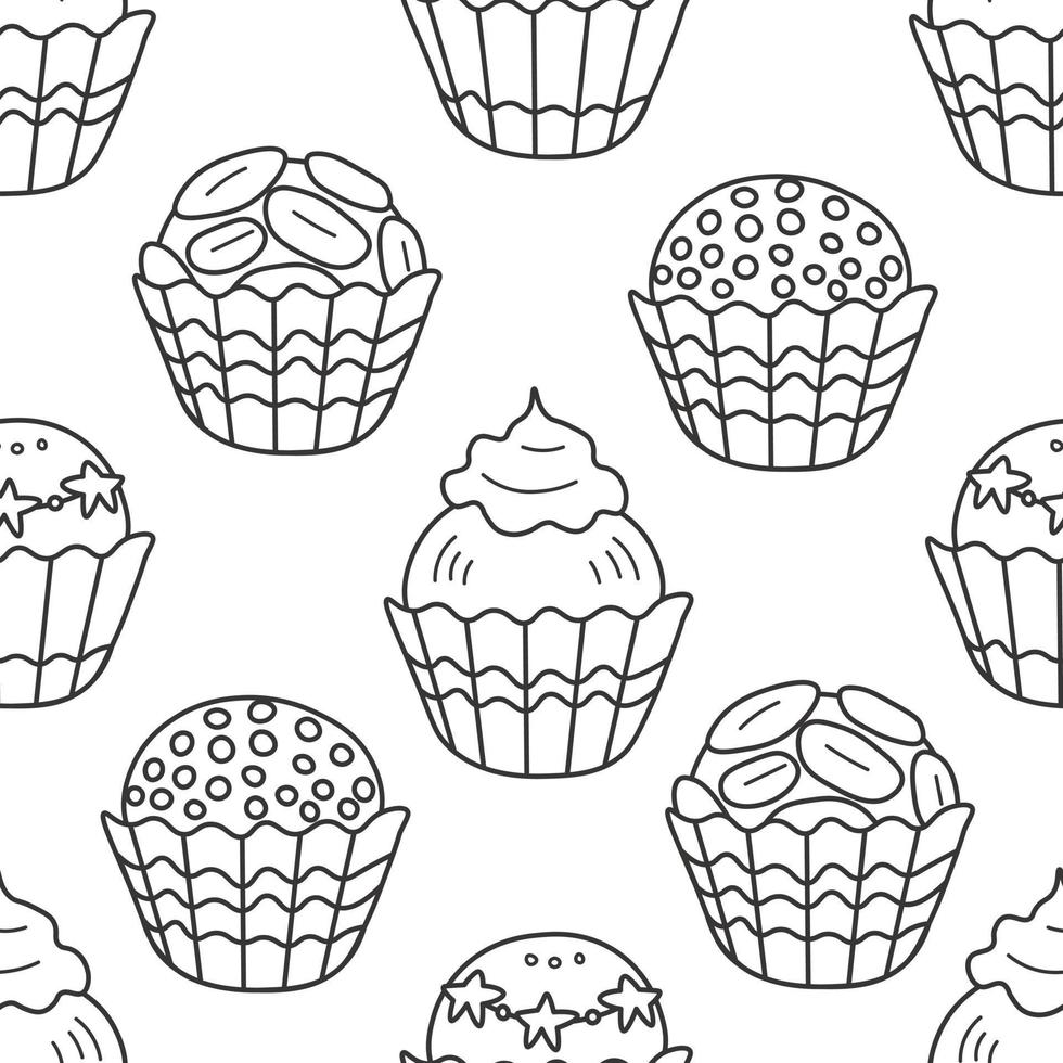 Brigadeiro candy doodle seamless pattern vector