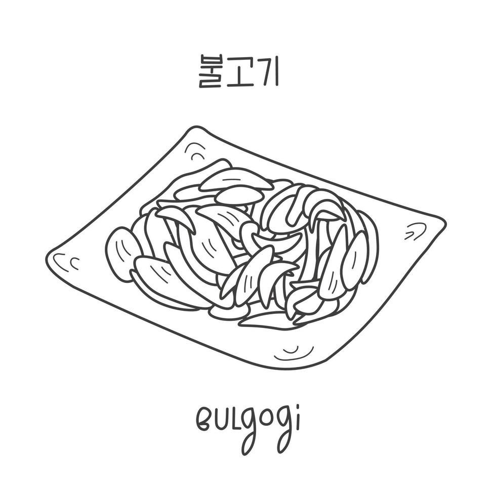 Bulgogi Korean food doodle vector