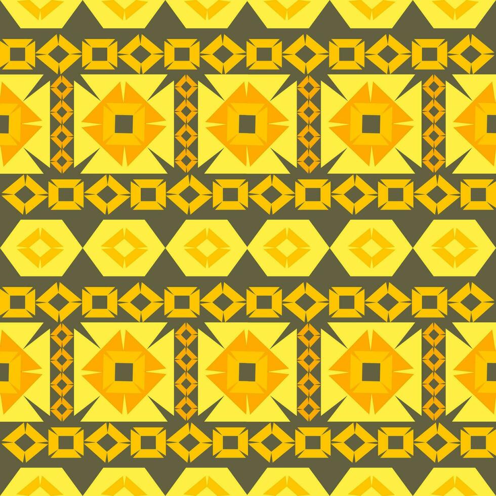 Seamless pattern with multiple shape such as triangle square and diamond shape in yellow tone. vector