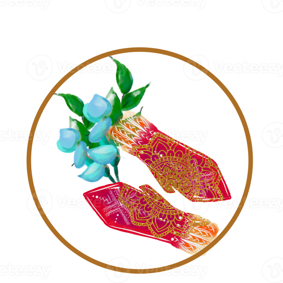 Wintersymbol mit Blumen und Fäustlingen. weihnachten, neujahrsillustration. png