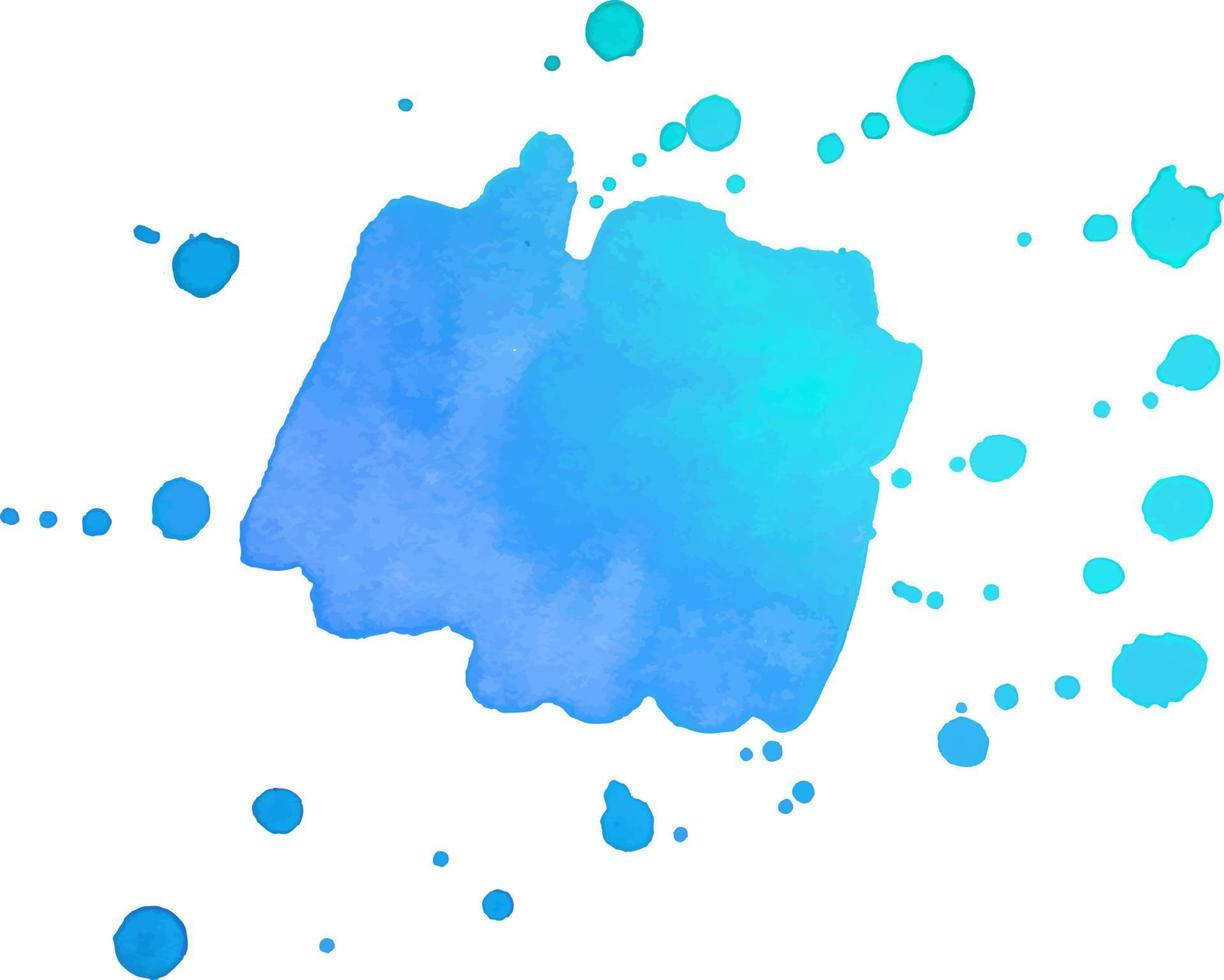 Blue watercolor stain with splashes and drops. Watercolor background vector