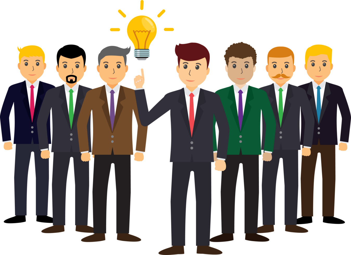 Team work concept with businessmen png