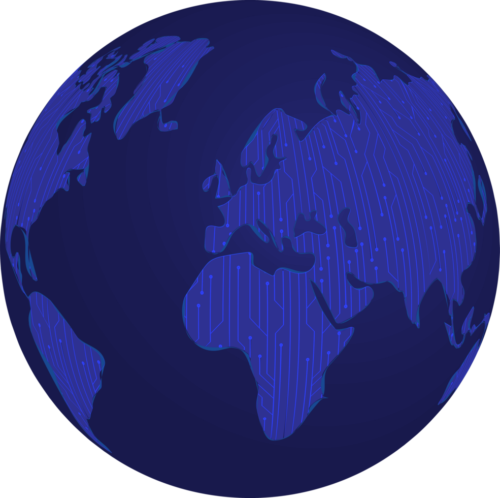 Modern Holographic Globe with World Map Crop-out png