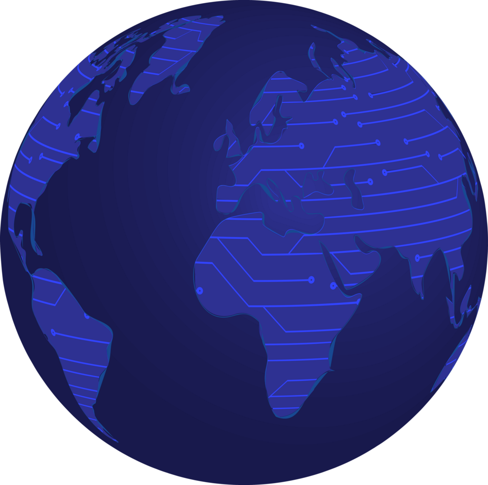 Modern Holographic Globe with World Map Crop-out 13775499 PNG