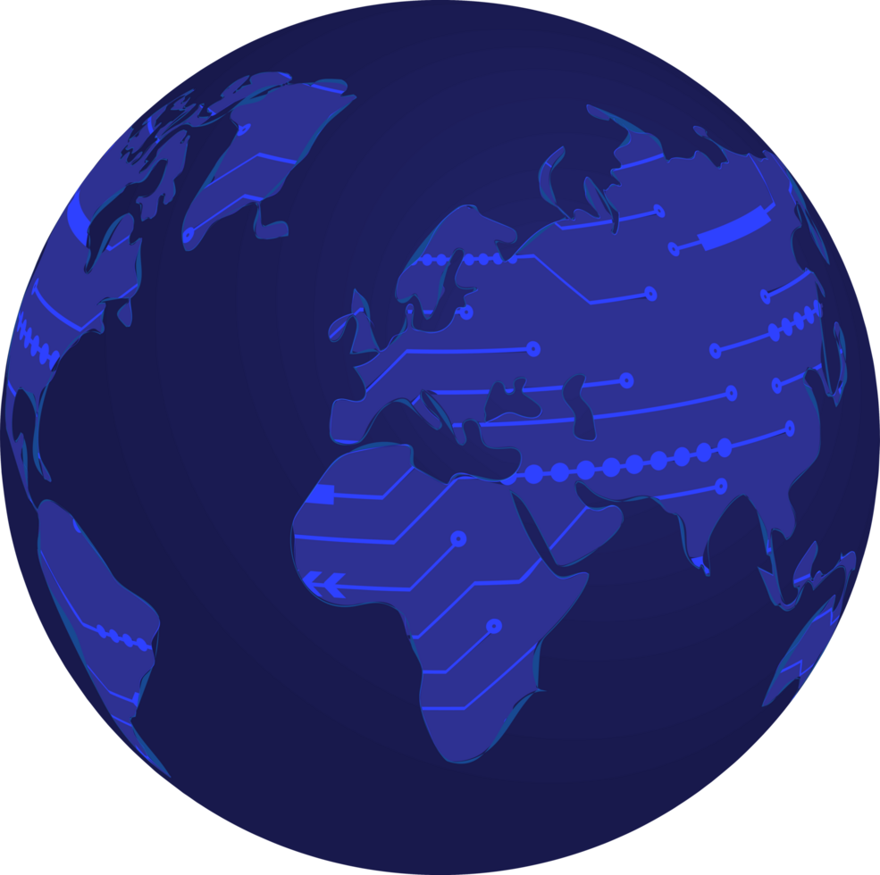 Modern Holographic Globe with World Map Crop-out png